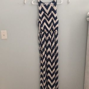 Navy & white chevron maxi dress